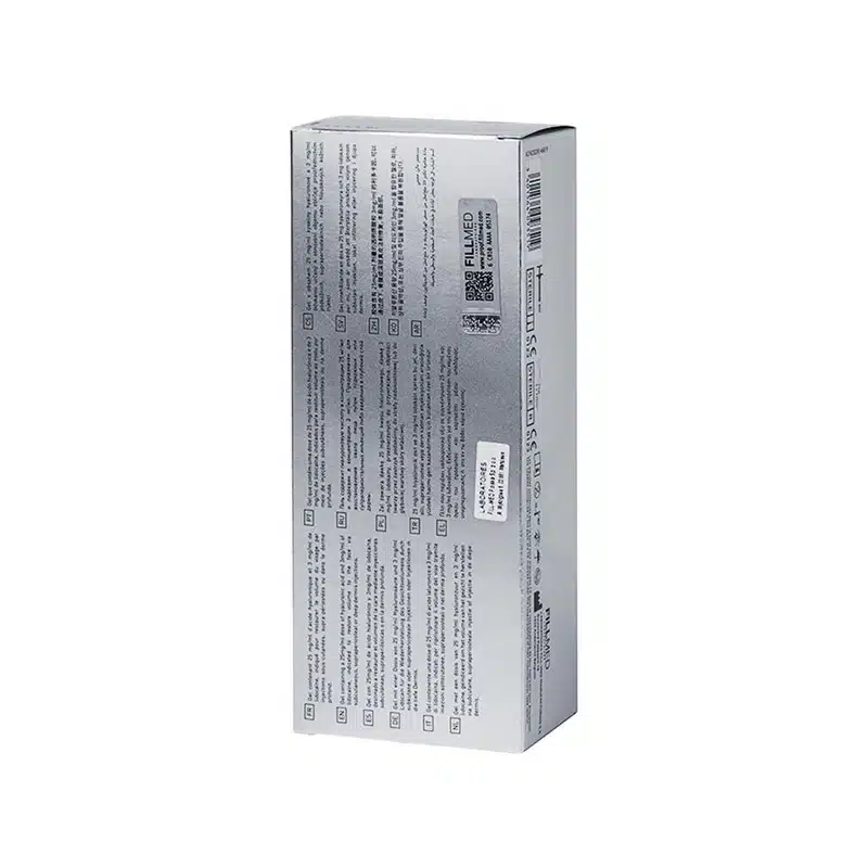 A rectangular white box with text and barcodes printed on its surface. The text appears to be in multiple paragraphs, likely containing product information, instructions, or ingredients. The FILLMED® ART FILLER VOLUME box is photographed against a plain white background.
