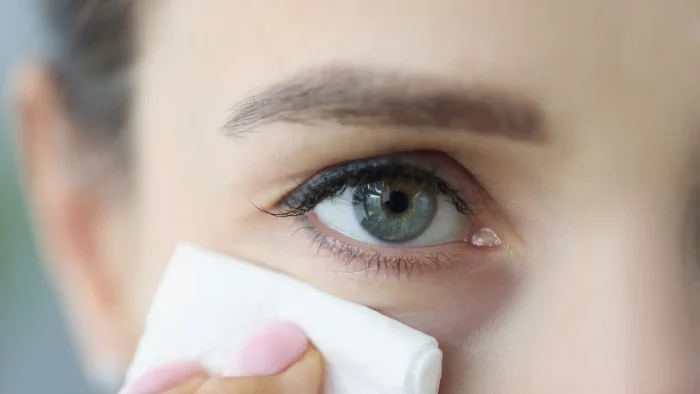 Eye with tear.